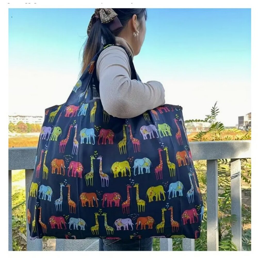 Large Oversized Elephant Giraffe Tote Bag Nylon Travel Shopping Overnight Beach